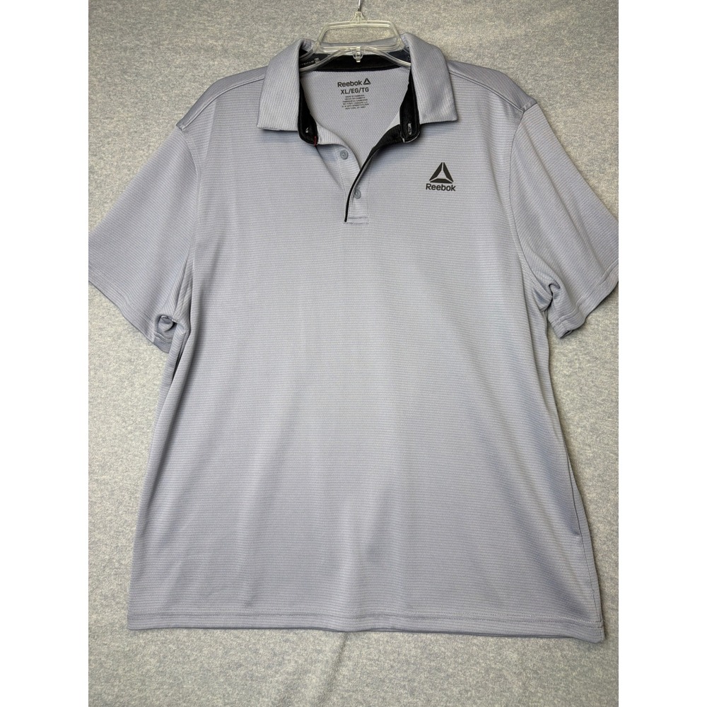 Reebok Mens XL Grey Micro Stripe Performance Polo Shirt REM233TS06‎ Short Sleeve